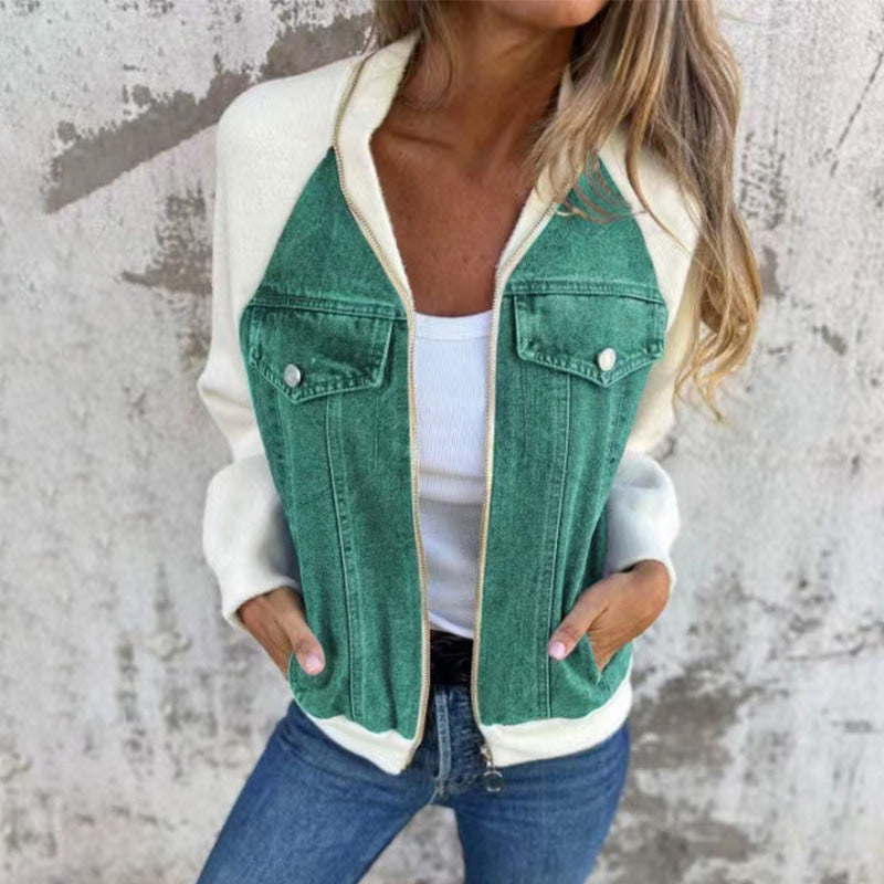 Lilia - Zippered Denim Jacket