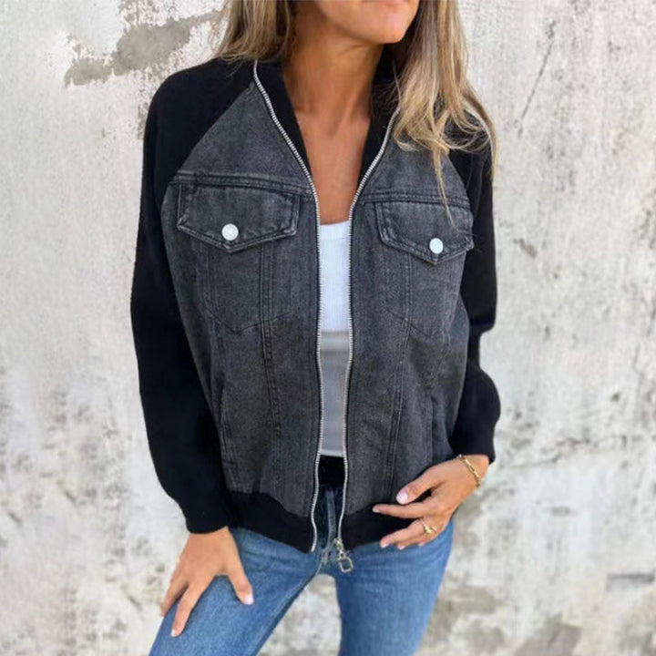 Lilia - Zippered Denim Jacket