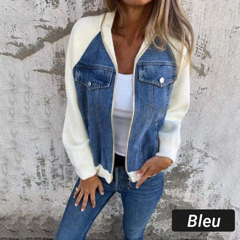 Lilia - Zippered Denim Jacket