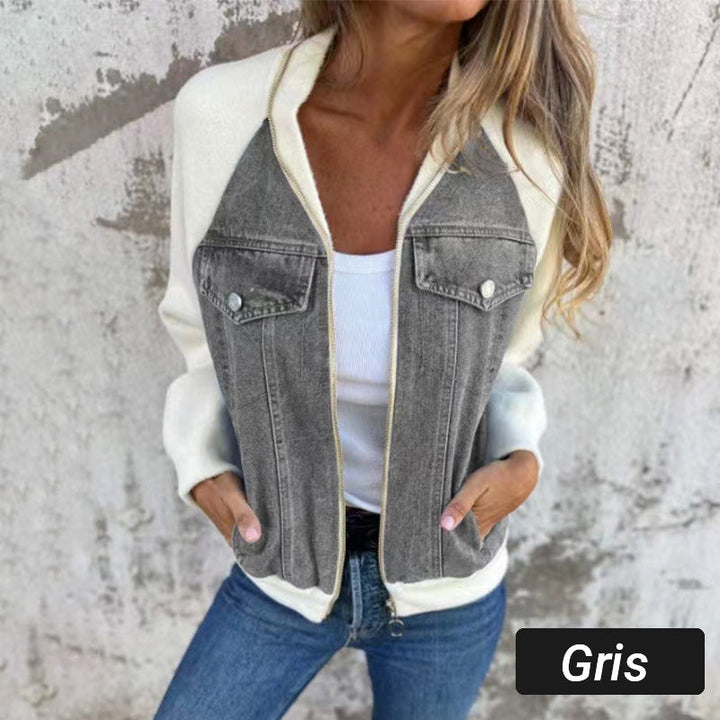 Lilia - Zippered Denim Jacket