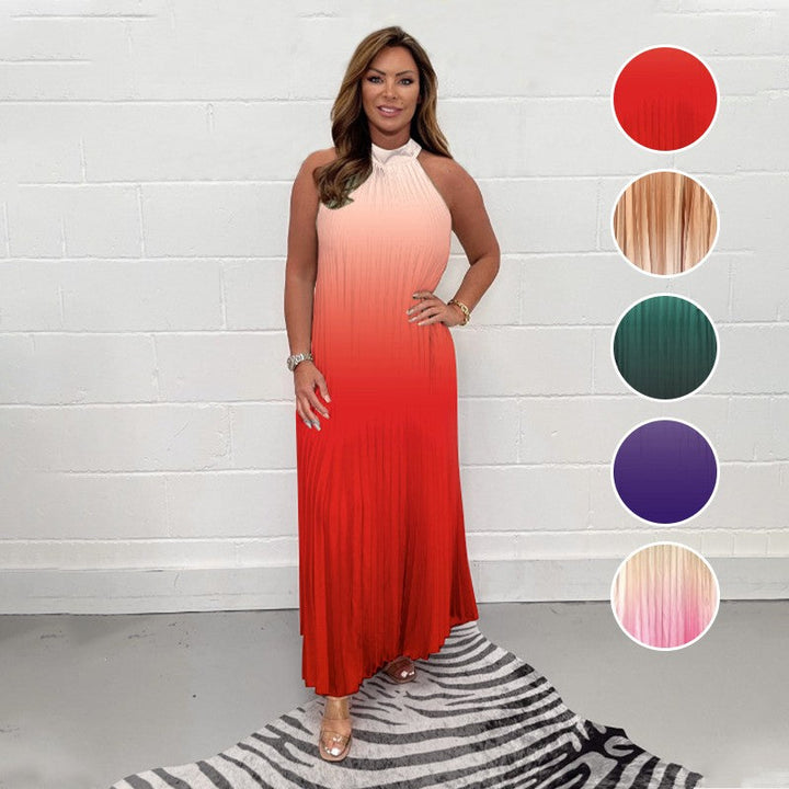 Orlena - Robe plissée dos nu à bordure dégradée