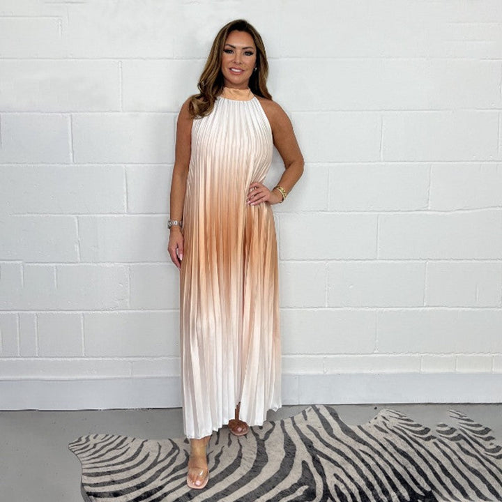 Orlena - Robe plissée dos nu à bordure dégradée