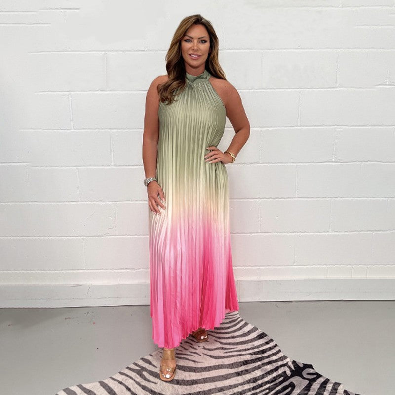 Orlena - Robe plissée dos nu à bordure dégradée