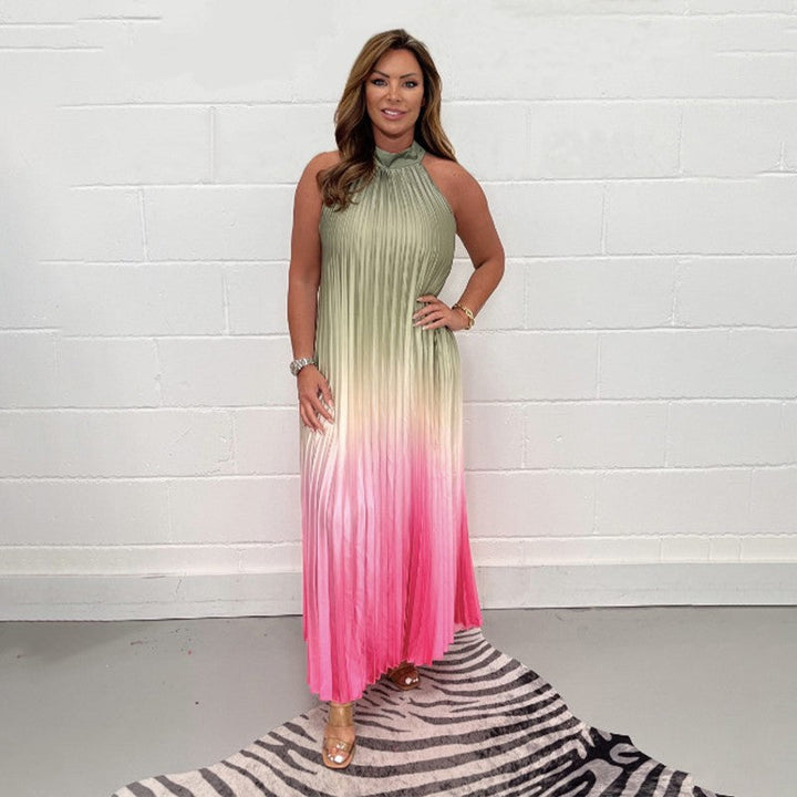 Orlena - Robe plissée dos nu à bordure dégradée