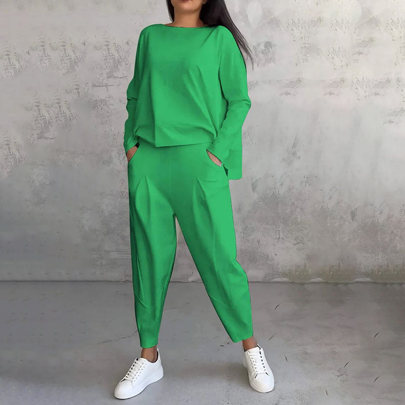 Ophélie - Long Sleeves with Round Neck &amp; Pants 2 Piece Set