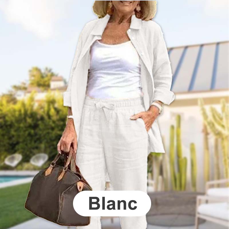 Zélie - Ensemble chemise et pantalon en coton et lin