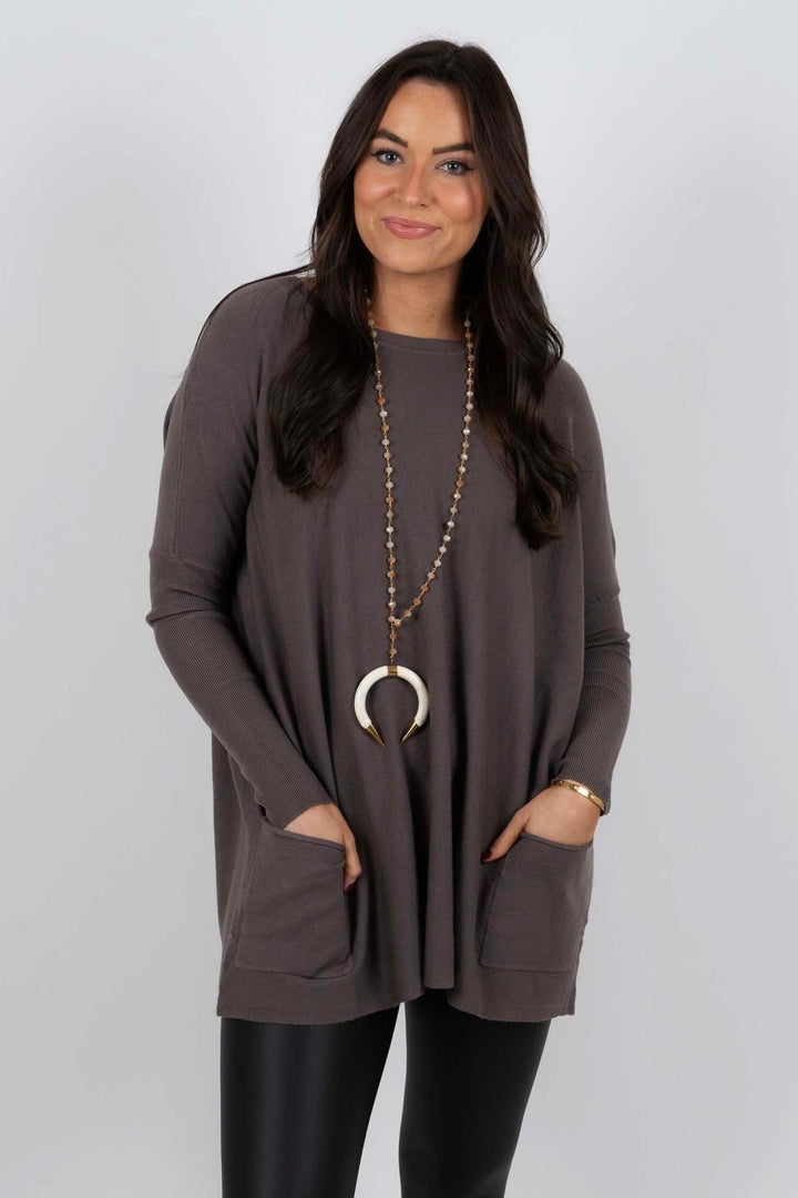 Chanel Women's Long Sleeve Tunic Sweater with Pockets