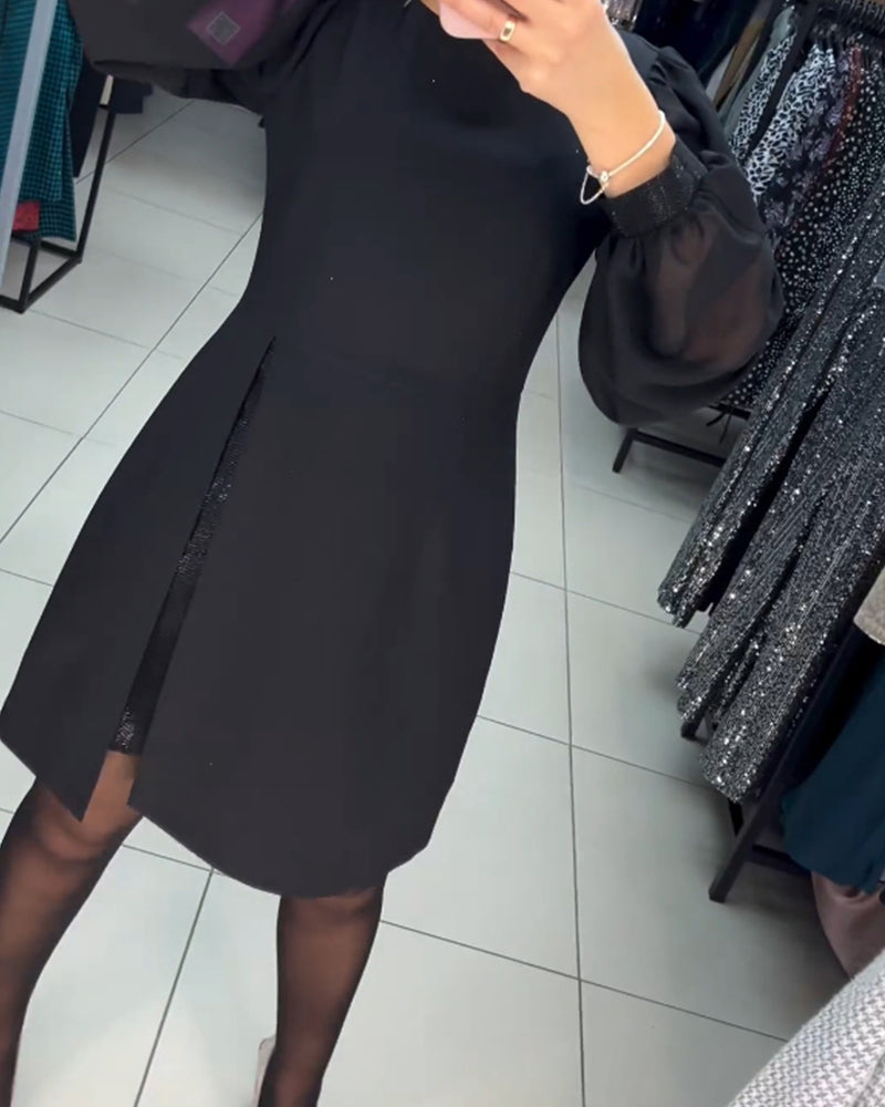 Carine - Élégante robe midi deux pièces à fente haute