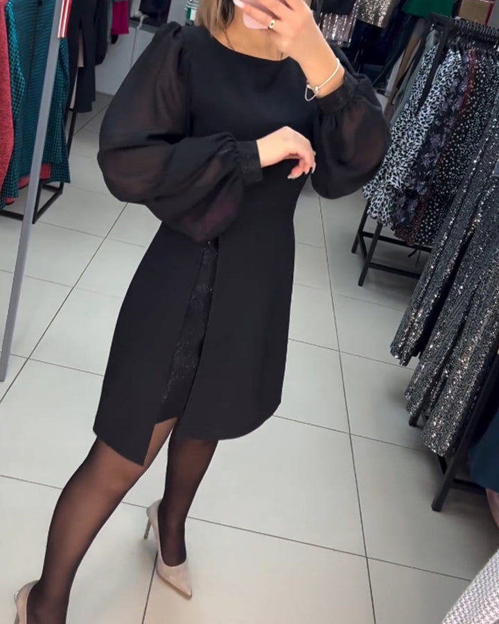 Carine - Élégante robe midi deux pièces à fente haute