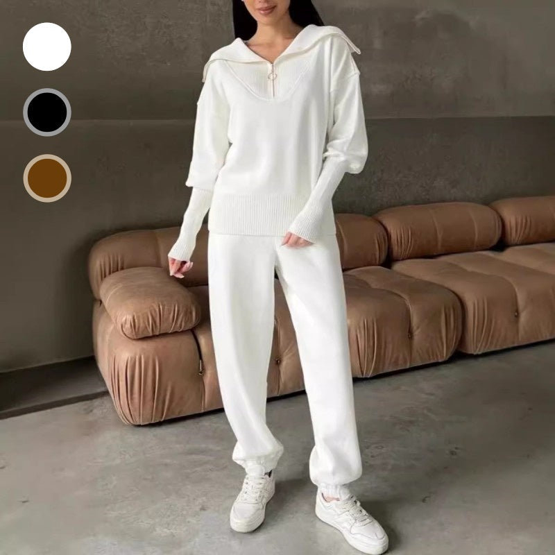 Rie - Women's Knitted Half Zip Sports Set