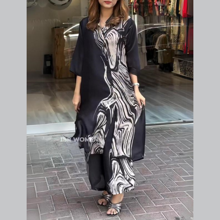 Clarice - Women's 2-Piece Flowy Shirt Dress