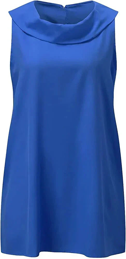 Stella - Elegant cotton and linen high neck dress