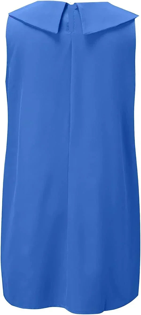 Stella - Elegant cotton and linen high neck dress