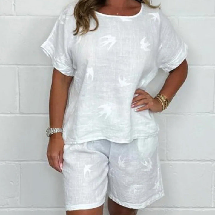 Selena - Casual Printed Cotton and Linen Set