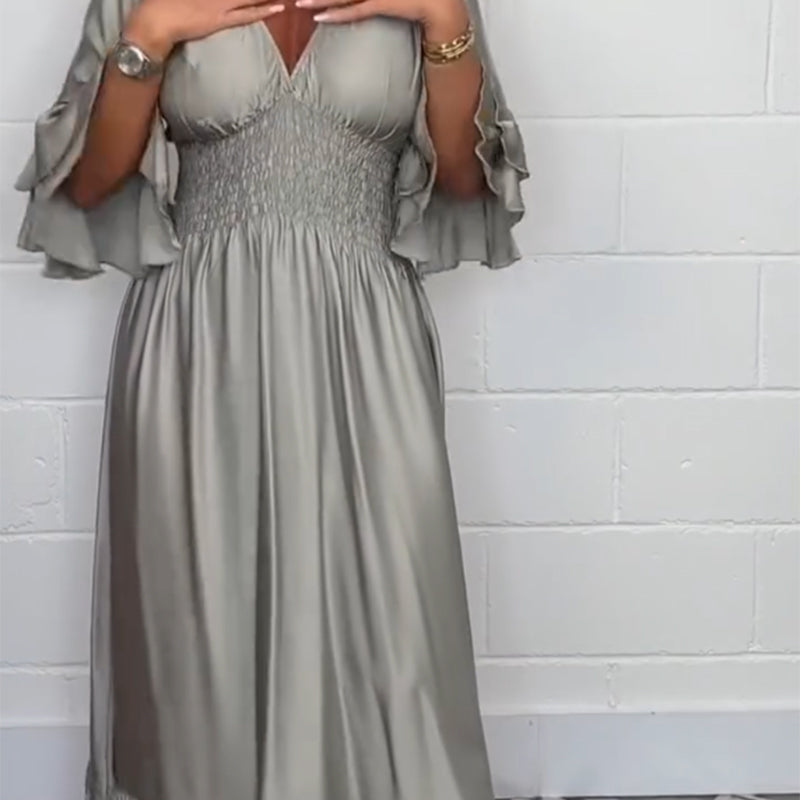 Sybille - Flared Dress with Ruffles and High Waist