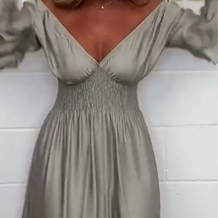 Sybille - Flared Dress with Ruffles and High Waist