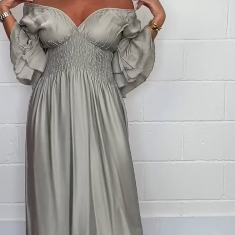 Sybille - Flared Dress with Ruffles and High Waist