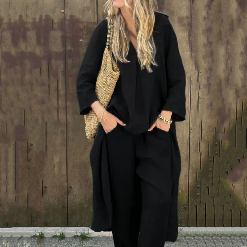 Perrine - Ensemble 2 pièces avec poches et col en V