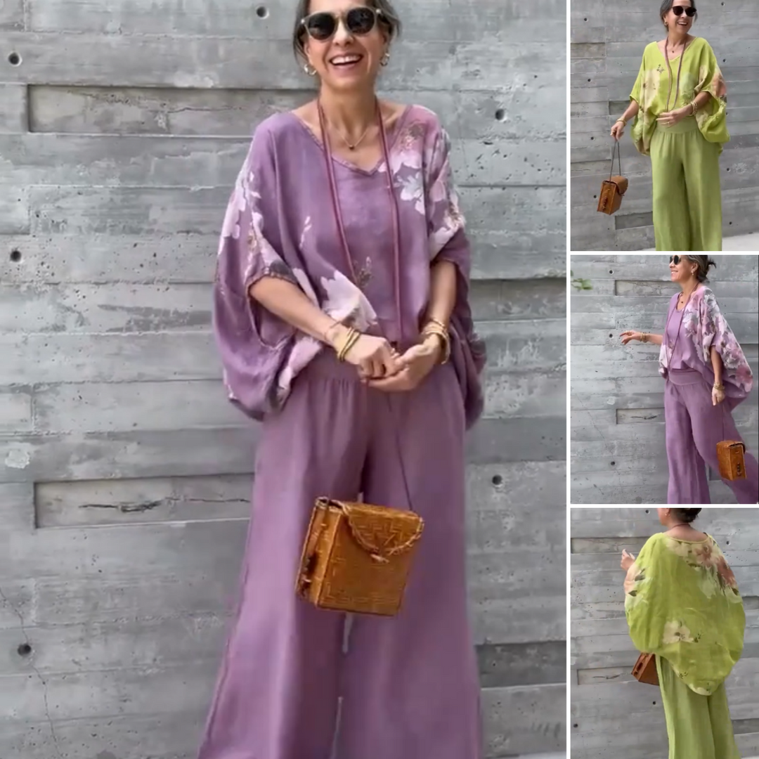 Régine - Ensemble 2 pièces ample en mousseline imprimée