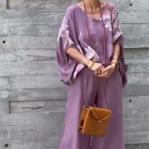 Régine - Ensemble 2 pièces ample en mousseline imprimée