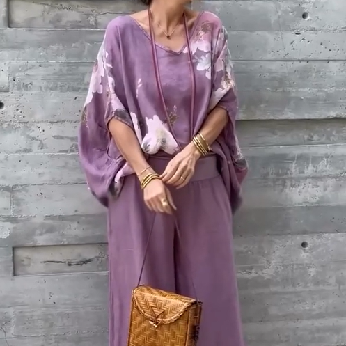 Régine - Ensemble 2 pièces ample en mousseline imprimée