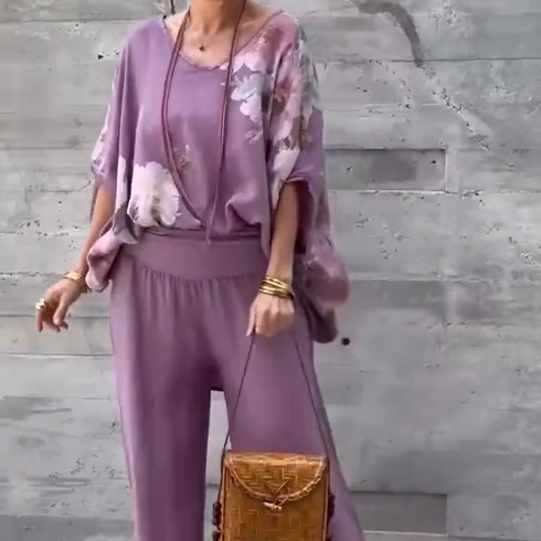 Régine - Ensemble 2 pièces ample en mousseline imprimée