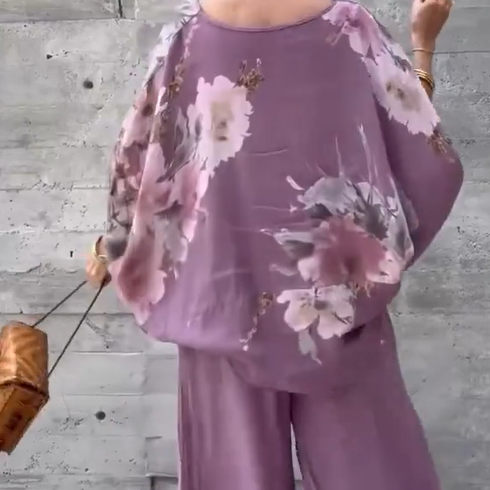 Régine - Ensemble 2 pièces ample en mousseline imprimée