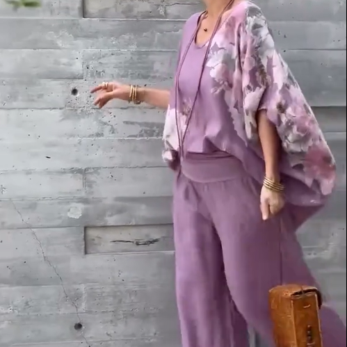 Régine - Ensemble 2 pièces ample en mousseline imprimée