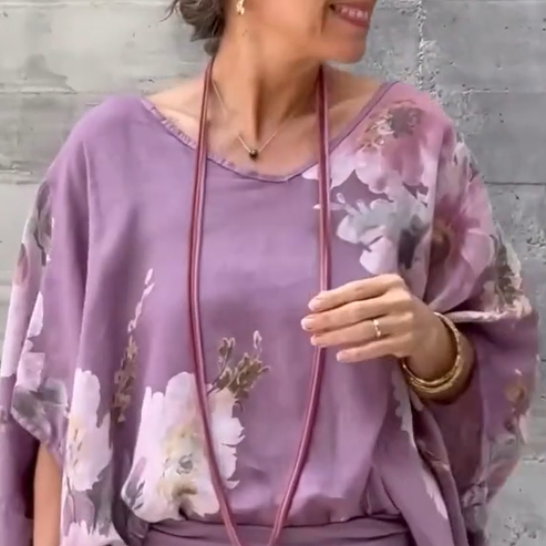 Régine - Ensemble 2 pièces ample en mousseline imprimée