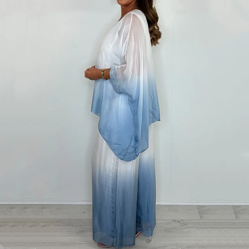 Ensemble Kyra - Dip Dye composé d'un haut fluide et d'un pantalon à jambes larges