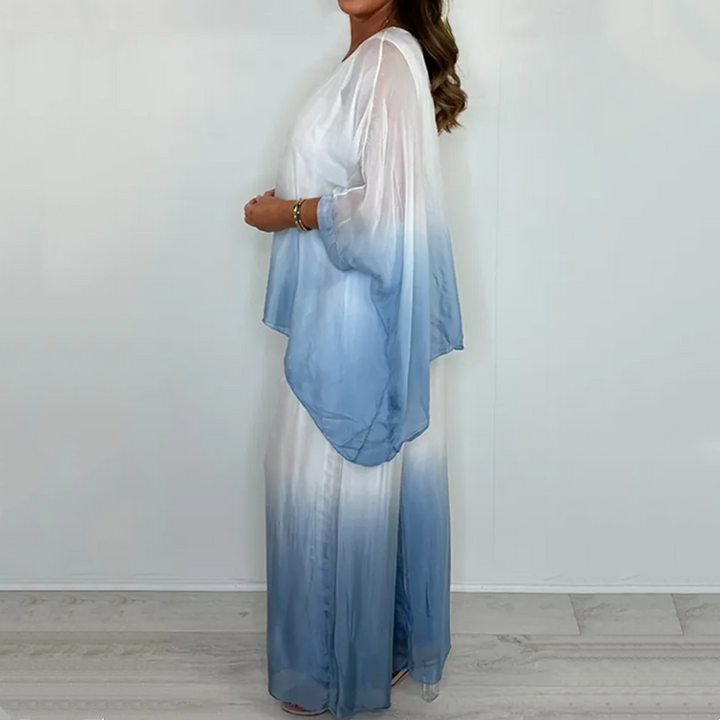 Ensemble Kyra - Dip Dye composé d'un haut fluide et d'un pantalon à jambes larges