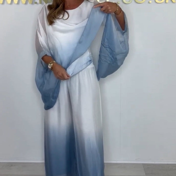 Ensemble Kyra - Dip Dye composé d'un haut fluide et d'un pantalon à jambes larges