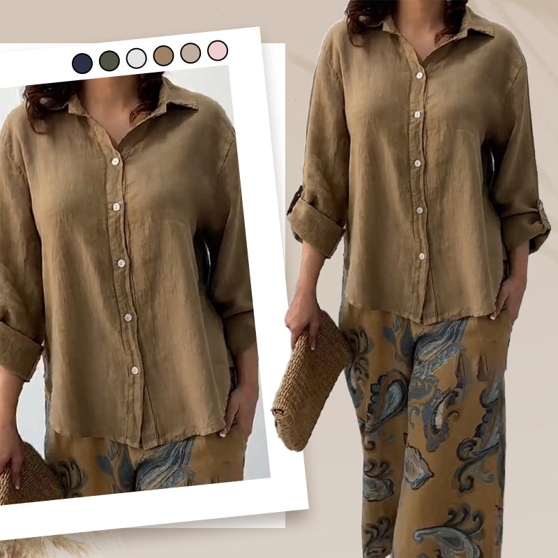 Penelope - Two-Piece Cardigan and High-Waisted Pants Set