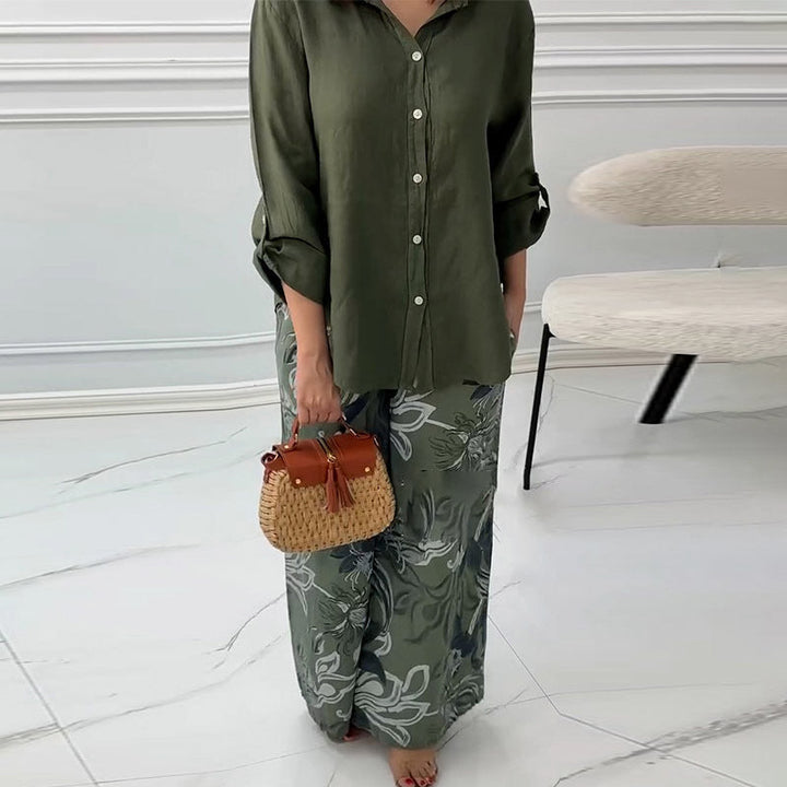 Penelope - Two-Piece Cardigan and High-Waisted Pants Set