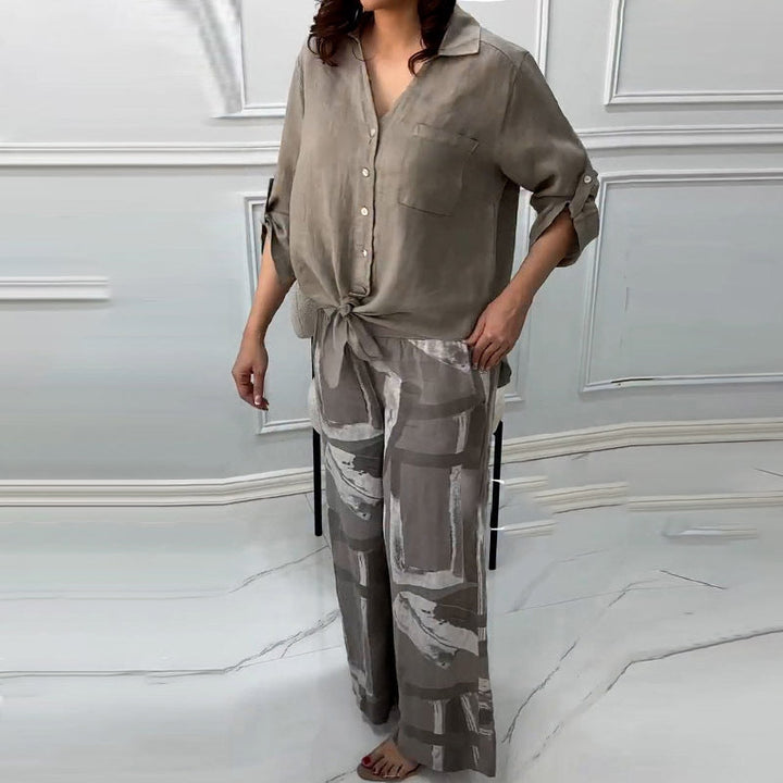 Penelope - Two-Piece Cardigan and High-Waisted Pants Set