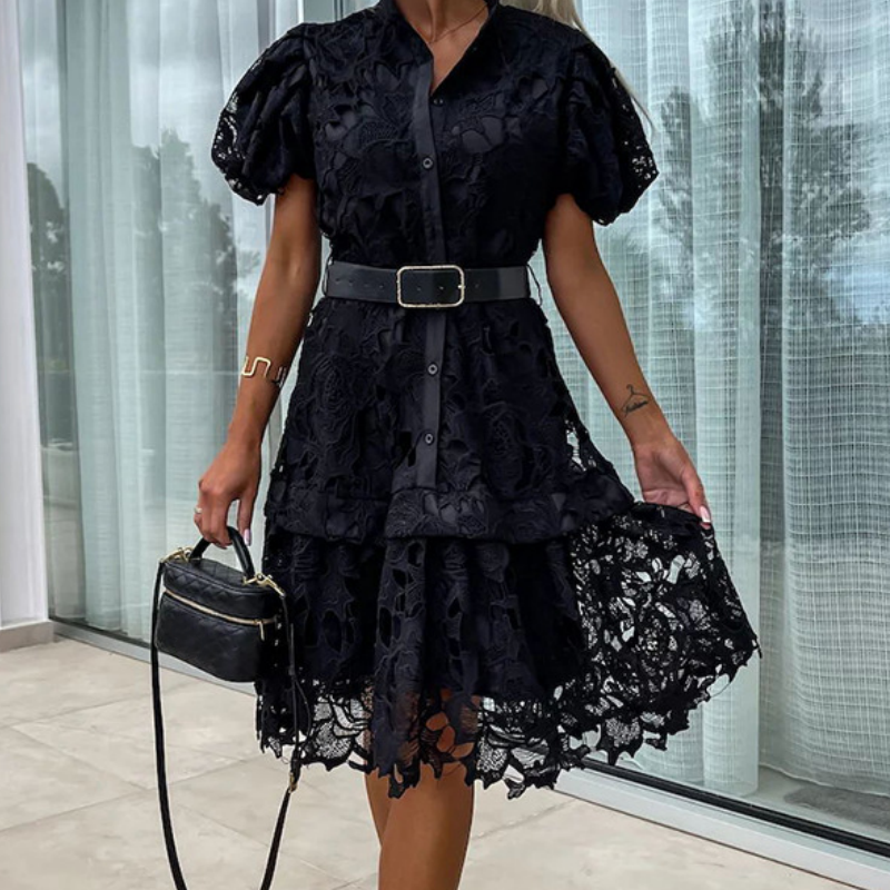 Nikita - Women's Retro Hollow Lace Short Sleeve Dress