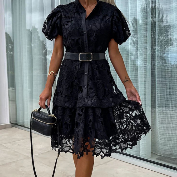 Nikita - Women's Retro Hollow Lace Short Sleeve Dress