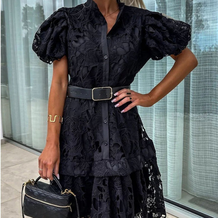 Nikita - Women's Retro Hollow Lace Short Sleeve Dress