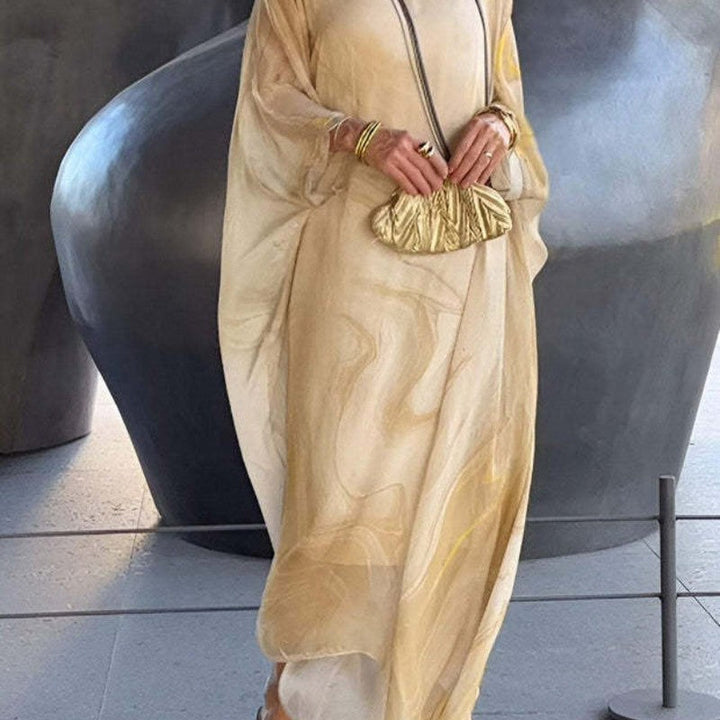 Lenora - Elegant marbled chiffon dresses with print