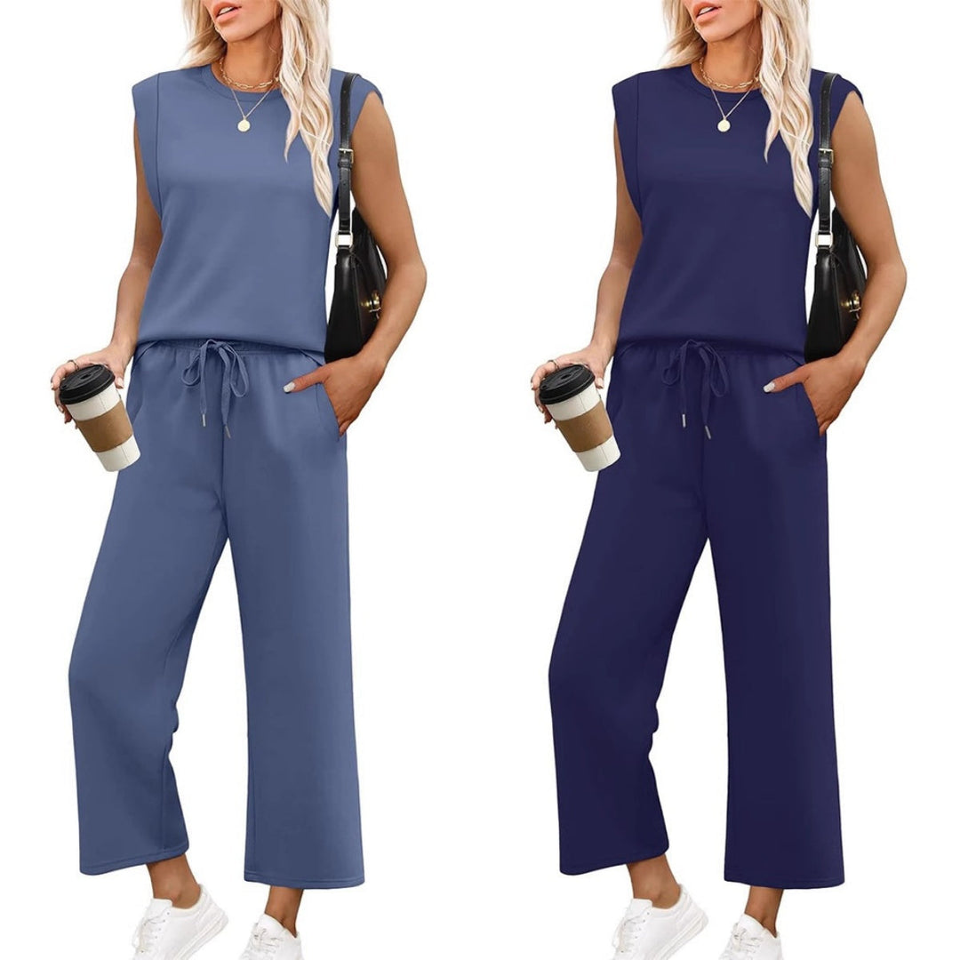 Isa - Women's Casual Sleeveless Top with Wide Leg Pants