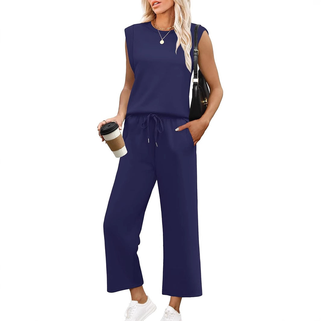 Isa - Women's Casual Sleeveless Top with Wide Leg Pants