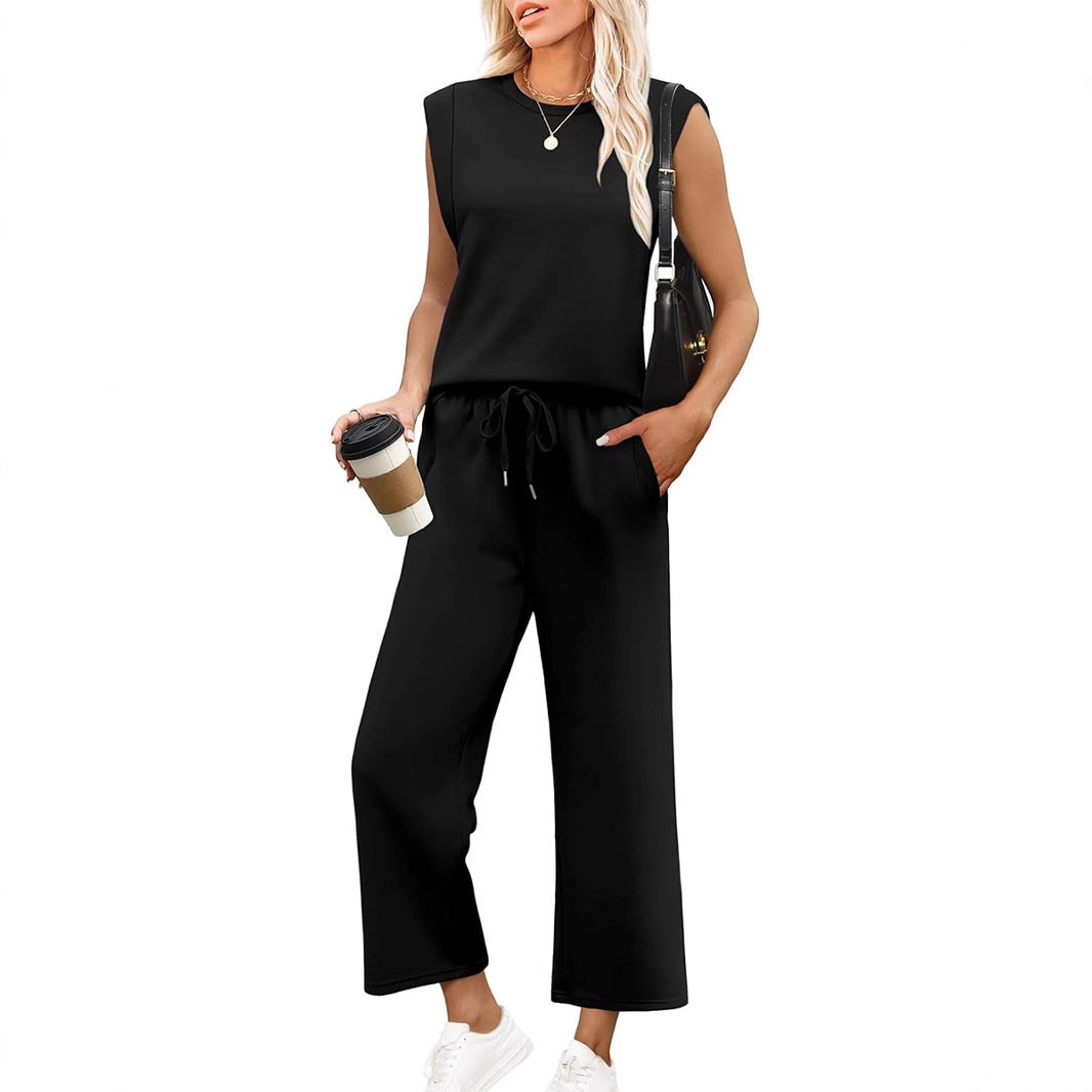 Isa - Women's Casual Sleeveless Top with Wide Leg Pants