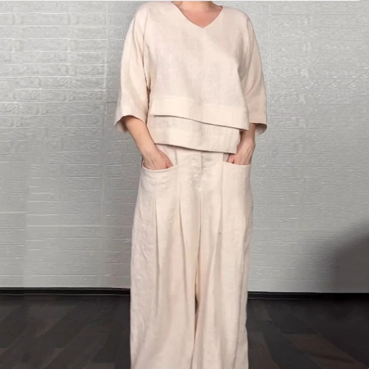 Viviette - Elegant Cotton and Linen Set for Women - 2 Pieces