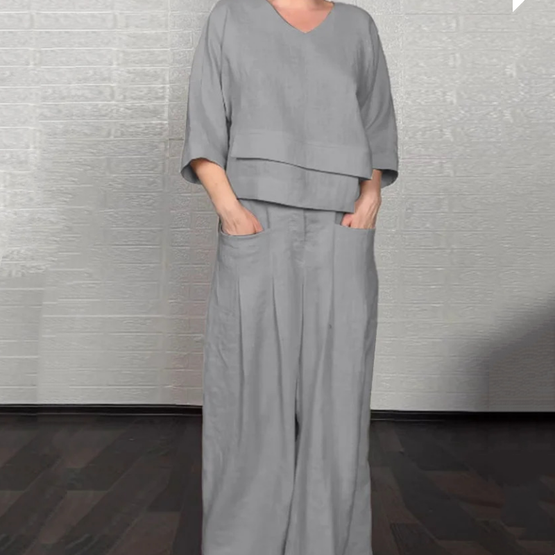 Viviette - Elegant Cotton and Linen Set for Women - 2 Pieces