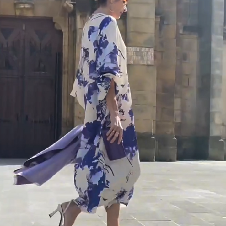 Ariadne - Women's Elegant Printed V-Neck Long Dress