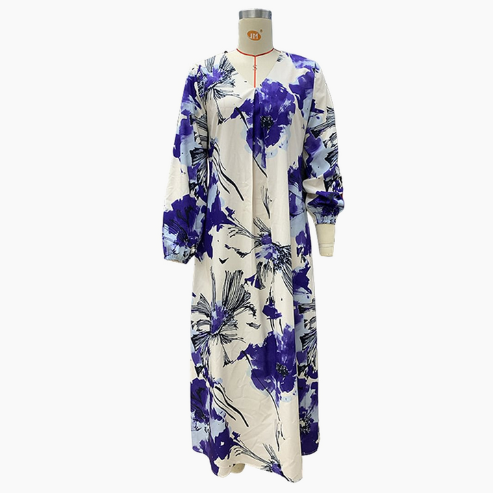 Ariadne - Women's Elegant Printed V-Neck Long Dress