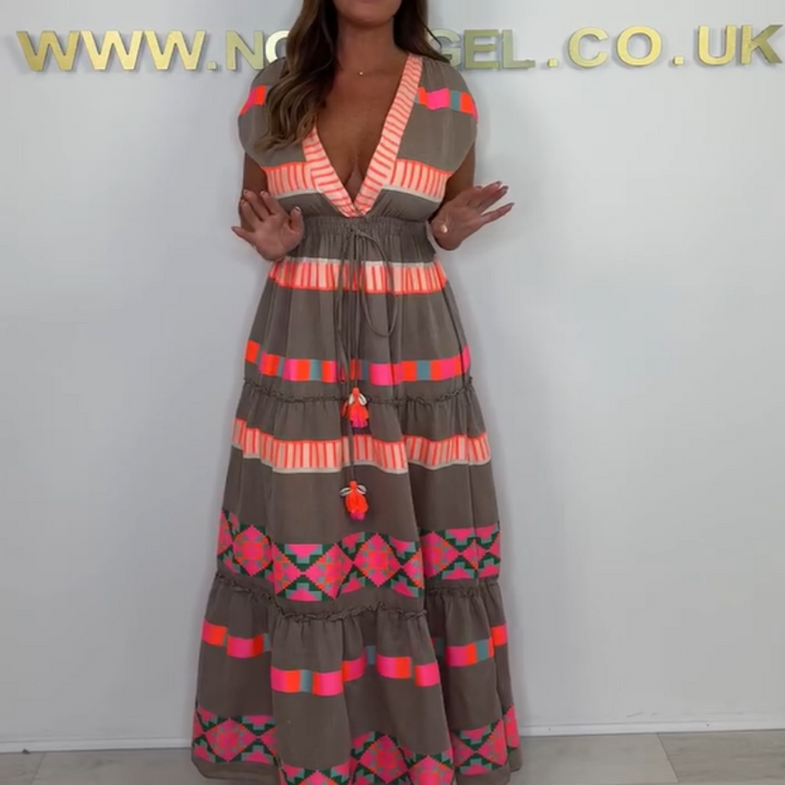 Valeria - Robe sans manches à rayures vintage et col en V