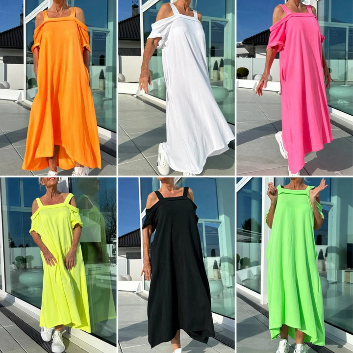 Phaedra - Elegant and comfortable women's off-the-shoulder maxi dress