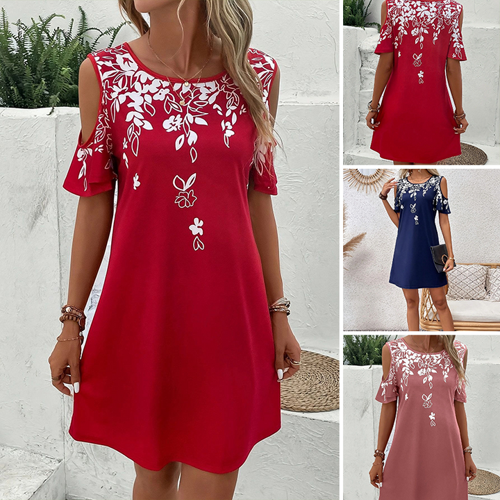 Elanora - Floral Print Strappy Dress with Cutout Sleeves