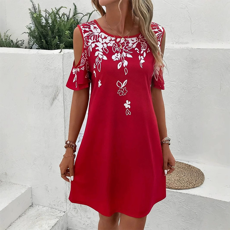 Elanora - Floral Print Strappy Dress with Cutout Sleeves
